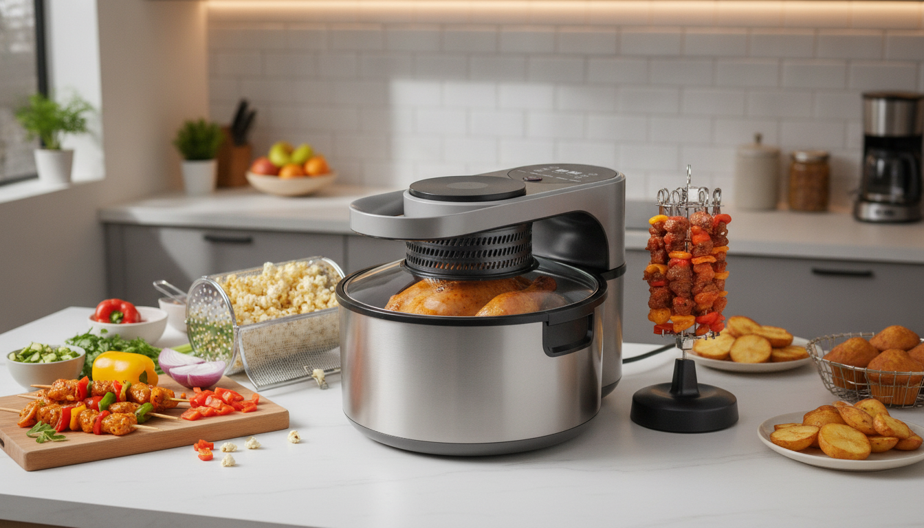 8L Multi-Function Cooker: Air Fry, Bake, Grill Rack