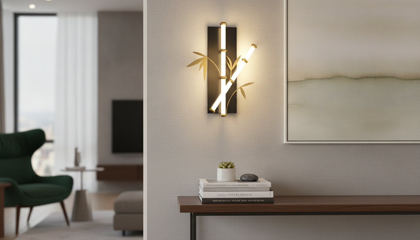 Bamboo-Inspired LED Wall Sconce: Modern Warm Glow