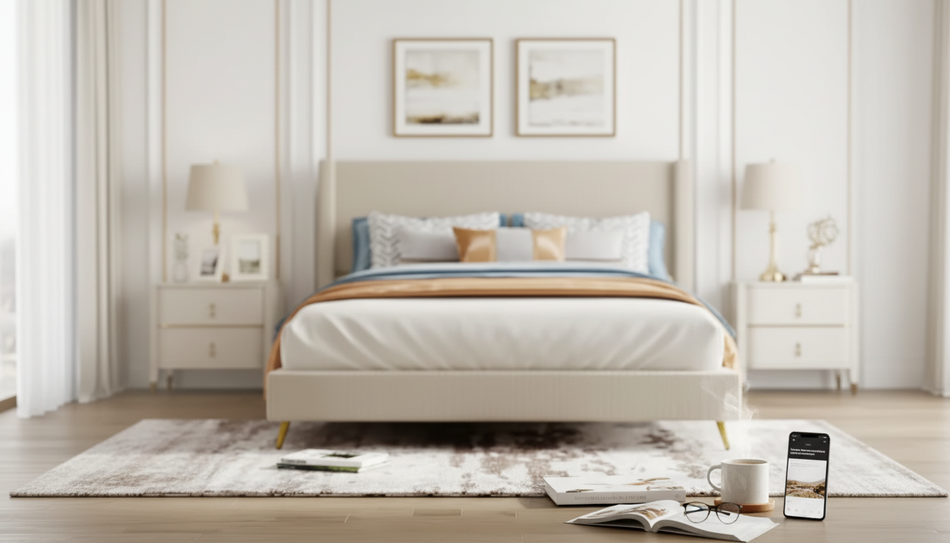 Corduroy Queen Platform Bed: Chic, Stable, Easy-Clean