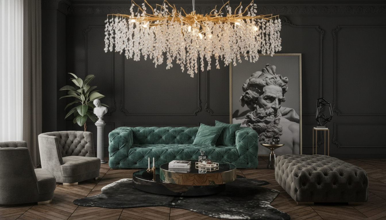 Gold Crystal Branch Chandelier: Luxe Modern Ceiling Art