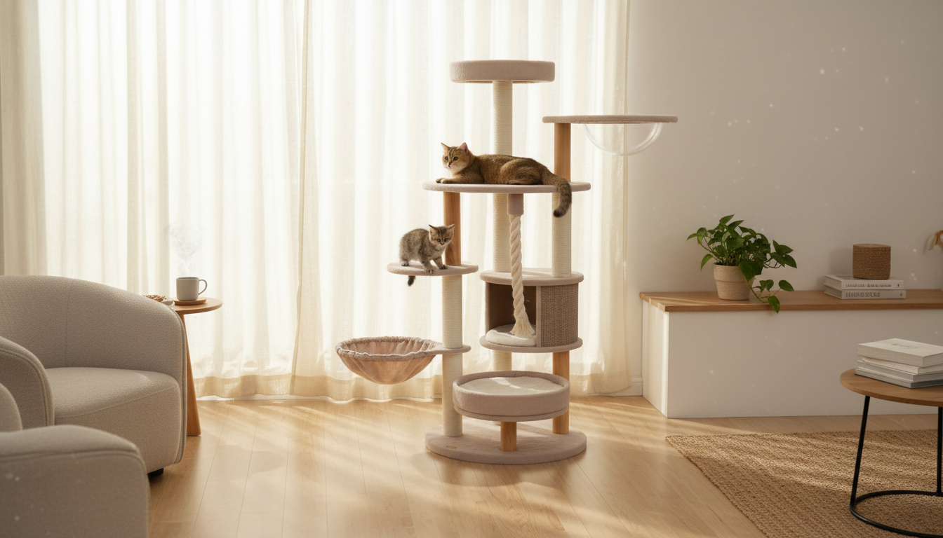 Vertical Cat Scratcher Tower for Climbing & Lounging