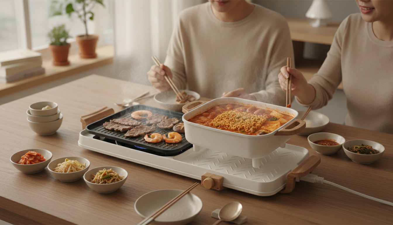 Smokeless Korean BBQ + Hot Pot Grill for Apartments